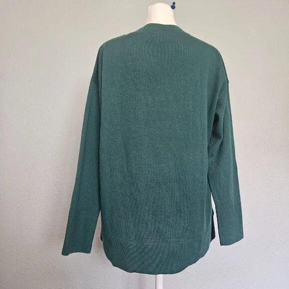 Banana Republic Women's V-Neck Sweater SZ Small 100% Merino Wool Green Preppy - Picture 5 of 14